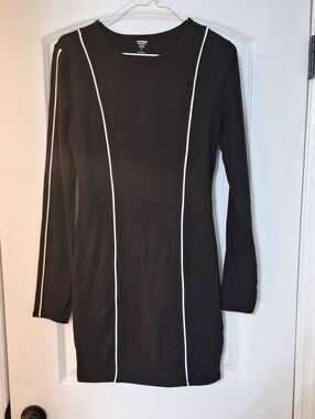 Express Black Shift Dress with White Piping